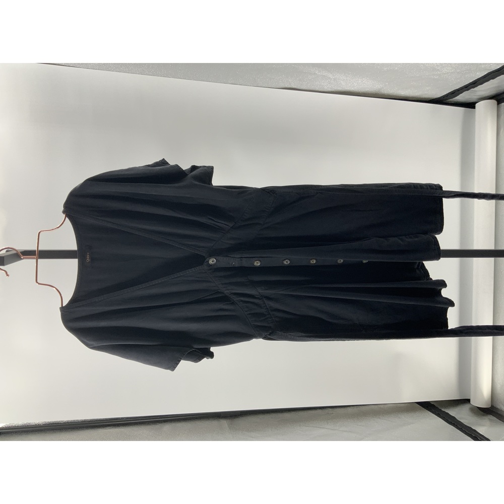 Quince Women's Vintage Wash Tencel Button Front Dress Washed Black M NEW